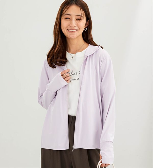 BELLUNA（ベルーナ）の「ヒンヤリ＆ＵＶ対策軽量パーカー（その他ジャケット）」｜ラベンダー