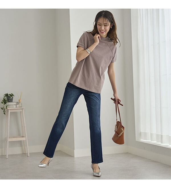 BELLUNA（ベルーナ）の「【チラシ掲載】ヒンヤリ快適！接触冷感ニットデニムパンツ（フルレングスパンツ）」｜詳細画像