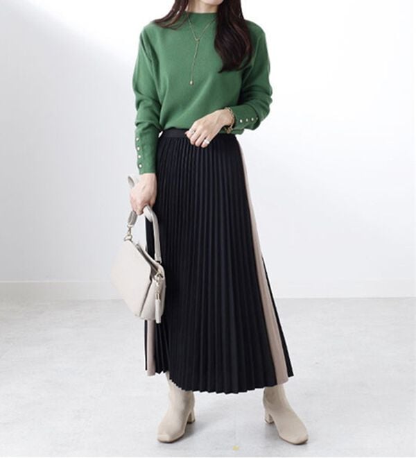 BELLUNA（ベルーナ）の「【Ｌａｇｒｉｌｕａ】配色ライン使いプリーツスカート（ロングスカート）」｜詳細画像