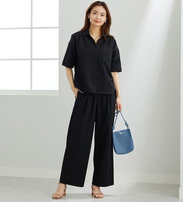 BELLUNA（ベルーナ）の「エアリーサッカー素材ワイドパンツ（ワイドパンツ・ガウチョ）」｜詳細画像