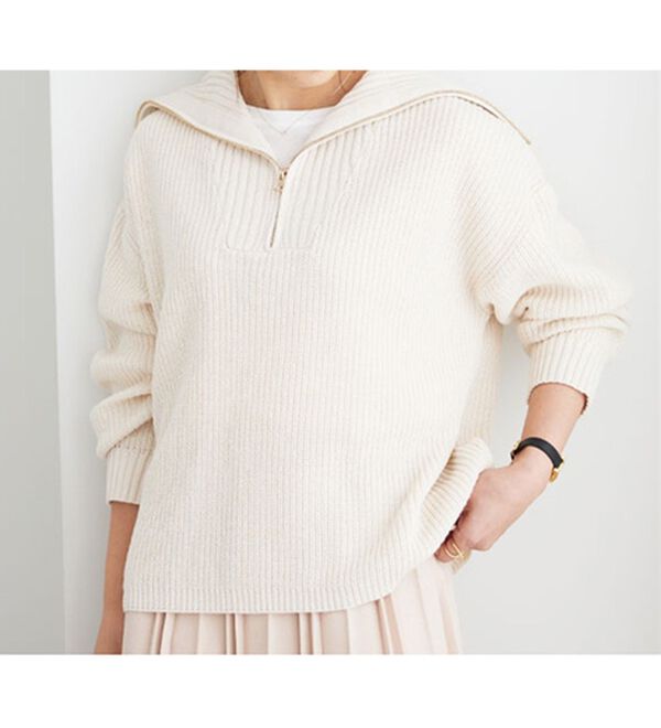 BELLUNA（ベルーナ）の「あぜ編ハーフジップニットプルオーバー（ニット・セーター）」｜詳細画像