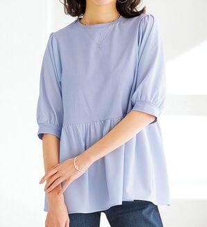 BELLUNA（ベルーナ）の「異素材切替ペプラムチュニック（チュニック）」｜詳細画像