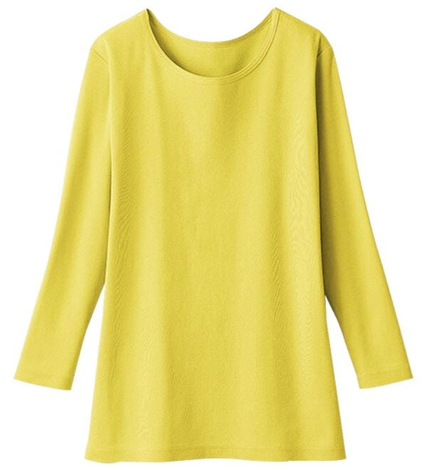 LAVIENNE（ラヴィエンヌ）の「＜カラフルコットン＞綿１００％クルーネックプルオーバー（８分袖）（肌着・インナーウェア）」｜詳細画像