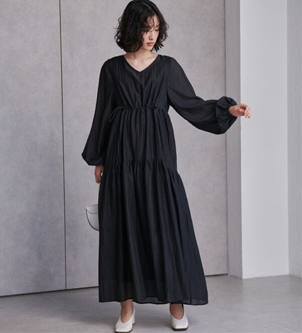 RANAN（ラナン）の「シアーチェックドロストギャザーティアードワンピ（その他ワンピース）」｜詳細画像