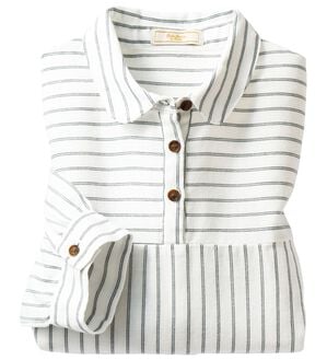 ルフラン（ルフラン）の「選べる＊さら涼ダブルガーゼシャツ（シャツ）」｜オフ白ストライプ