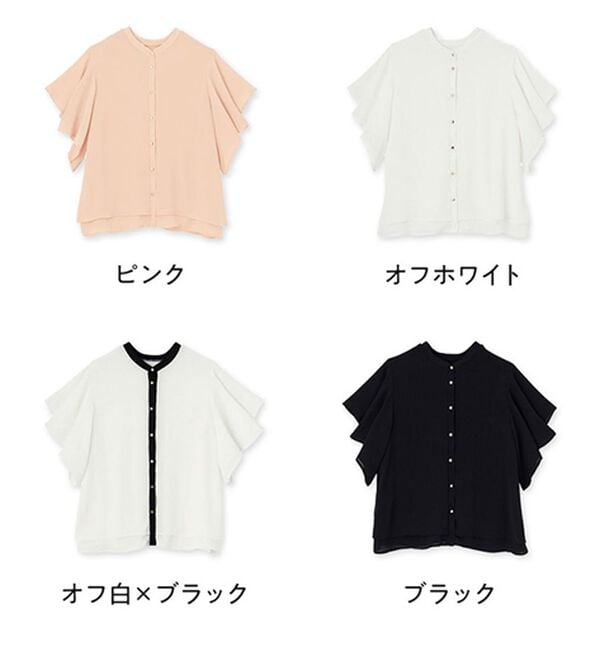 GeeRA（ジーラ）の「前後２ＷＡＹラッフルスリーブ楊柳ブラウス（ブラウス）」｜詳細画像