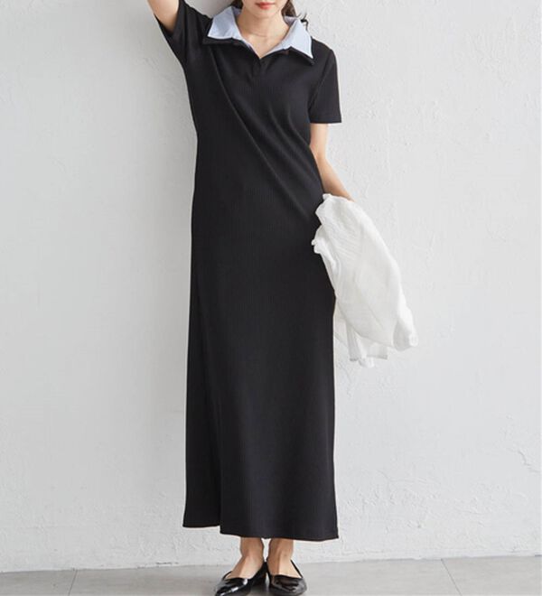 RANAN（ラナン）の「ダブルカラーリブワンピース（カットソーワンピース）」｜詳細画像