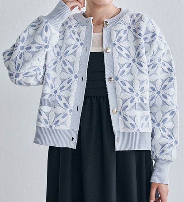RANAN（ラナン）の「花柄モールジャカードカーデ（ニットカーディガン）」｜詳細画像