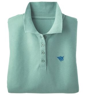 BELLUNA（ベルーナ）の「【多機能満載！】綿混素材かのこデザイン7分袖ポロシャツ（ポロシャツ）」｜セージ