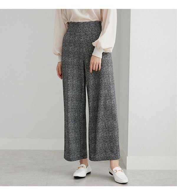 ぐんぐん伸びてラク！ジャカードワイドパンツ - ベルーナ【公式】 