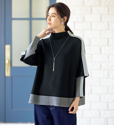 ルフラン（ルフラン）の「すっきり見えのライン配色ニット（ニット・セーター）」