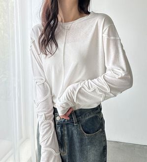 GeeRA（ジーラ）の「コード刺繍スラブシアーカットソー（カットソー）」｜オフホワイト