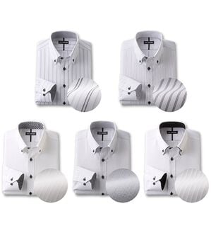 「【５枚セット】品質自慢！形態安定メンズワイシャツ（メンズワイシャツ）」｜グレー系5枚セット