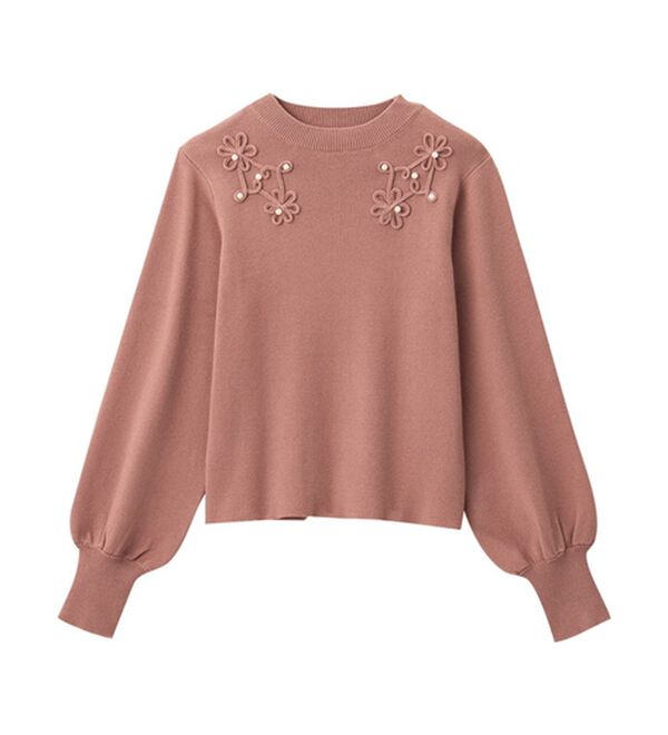 alotta（アロッタ）の「フラワーモチーフパフ袖ニット（ニット・セーター）」｜詳細画像