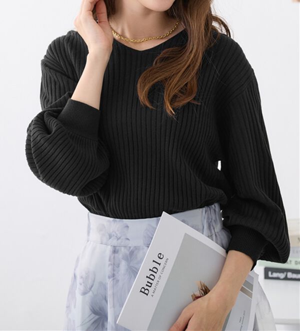 alotta（アロッタ）の「【洗える】カシミヤタッチボリューム袖ニット（ニット・セーター）」｜詳細画像