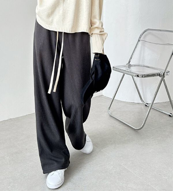 GeeRA（ジーラ）の「ふわふわあったか！裏起毛リブワイドパンツ（フルレングスパンツ）」｜詳細画像