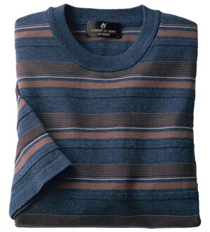 「＜コムルヴァン・オム＞洗える涼感ニットＴシャツ（メンズニット・セーター）」｜ネイビ－