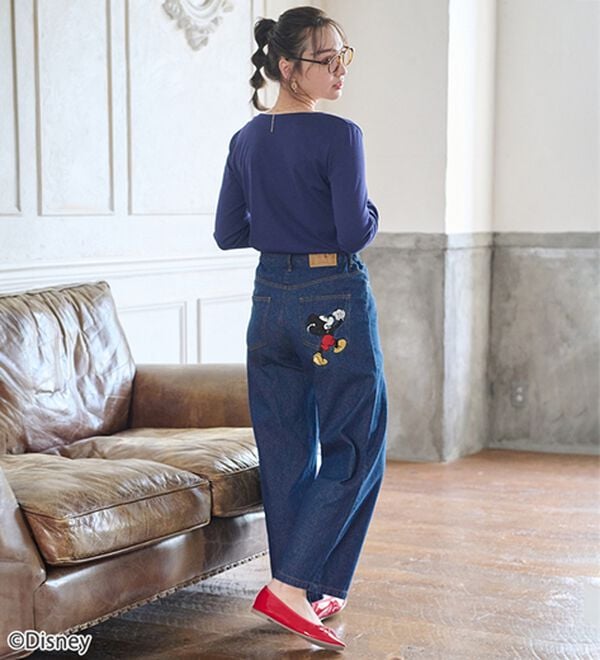 BELLUNA（ベルーナ）の「＜Ｄｉｓｎｅｙ＞刺しゅうデニムパンツ（ワイドパンツ・ガウチョ）」｜詳細画像
