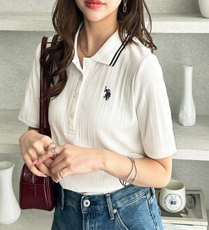 GeeRA（ジーラ）の「【ＵＳ．ＰＯＬＯ．ＡＳＳＮ】ランダムリブポロシャツ（カットソー）」｜詳細画像