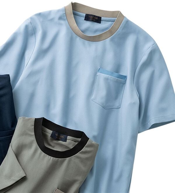 「体型カバーが叶うオトナ技Ｔシャツ（メンズＴシャツ）」｜ライトブルー