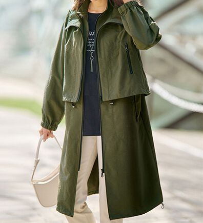 BELLUNA（ベルーナ）の「ビンテージ調素材ベスト付３ｗａｙ着回しライトコート（ロングコート）」