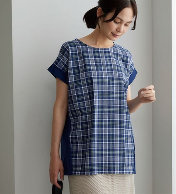 BELLUNA（ベルーナ）の「サッカーチェック切替デザインチュニック（チュニック）」｜詳細画像