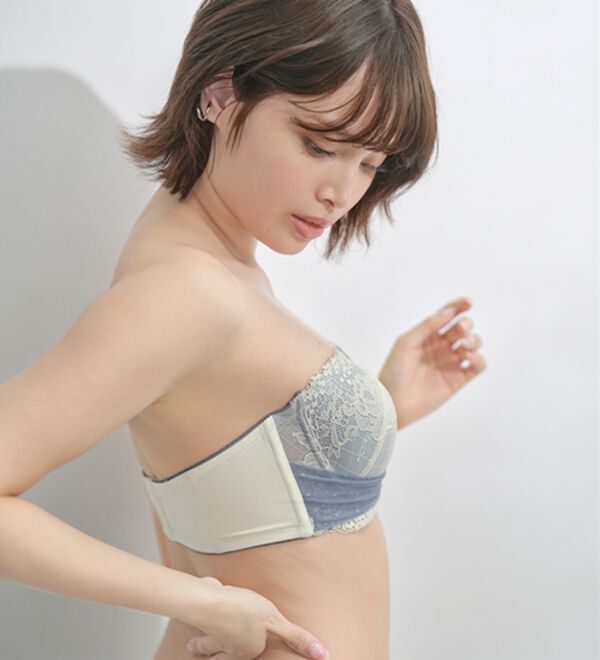 YU'NOW（ユナウ）の「＜２ＷＡＹストラップ＞まる胸メイクのちゅるんブラ＆ショーツセット（ブラジャー＆ショーツセット）」｜詳細画像