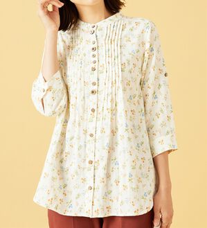 BELLUNA（ベルーナ）の「ダブルガーゼ素材多ボタンオーバーブラウス（ブラウス）」｜詳細画像