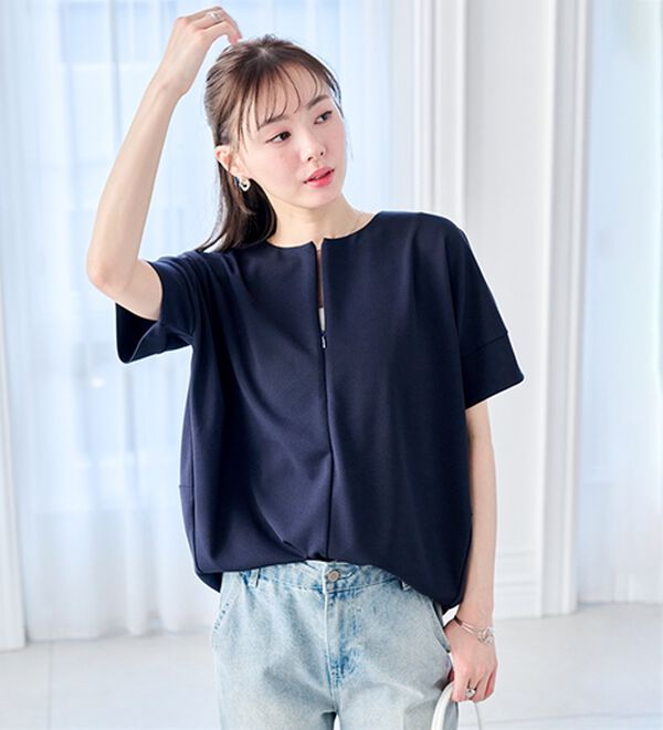 RANAN（ラナン）の「【4つの機能付】ひんやりハーフジップコクーンチュニック（チュニック）」｜詳細画像