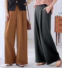 Viola e Viola（ヴィオラ エ ヴィオラ）の「ひんやり！なめらかダンボールワイドパンツ（ワイドパンツ・ガウチョ）」