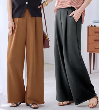 Viola e Viola（ヴィオラ エ ヴィオラ）の「ひんやり！なめらかダンボールワイドパンツ（ワイドパンツ・ガウチョ）」