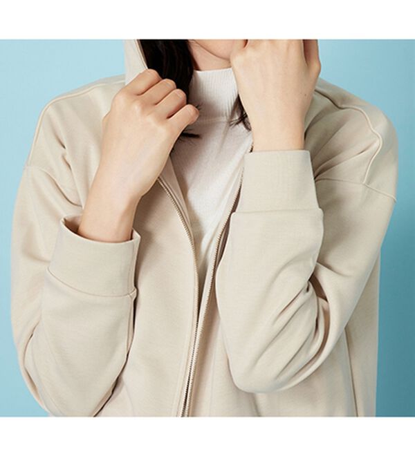 BELLUNA（ベルーナ）の「フードデザインとろみ素材ジップアップパーカー（パーカー）」｜詳細画像