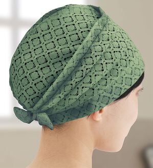 「日本製綿混レースのおしゃれヘアキャップ（帽子）」｜カーキ