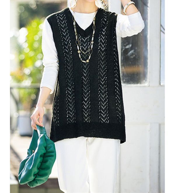 ルフラン（ルフラン）の「【２色組】ゆったり涼やかニットベスト（ベスト）」｜詳細画像