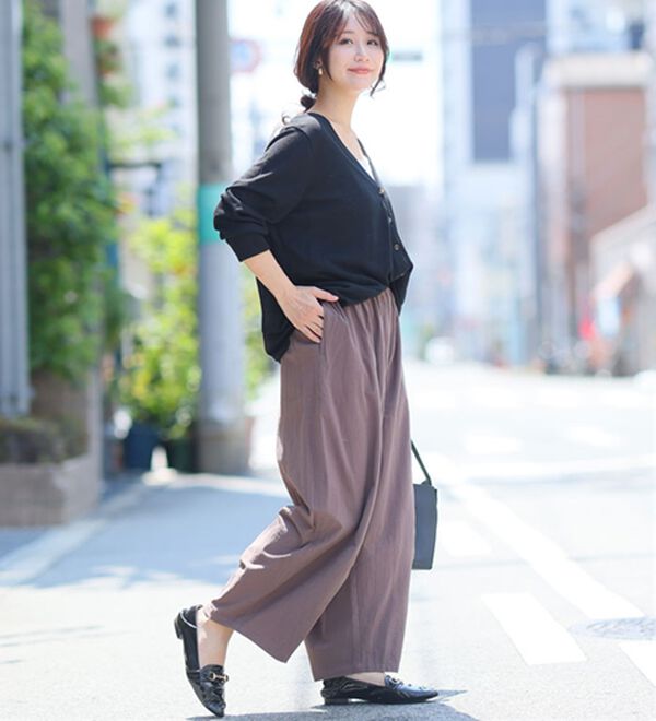 A HAPPY MARILYN（アハッピーマリリン）の「【Ｌ～８Ｌ】綿１００％ さらっと優しいコットン バレルレッグパンツ カーブパンツ 選べる２丈（ワイドパンツ・ガウチョ）」｜詳細画像