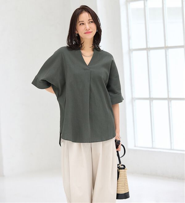 BELLUNA（ベルーナ）の「綿１００％楊柳素材ドルマンチュニック（チュニック）」｜詳細画像