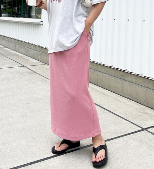 GeeRA（ジーラ）の「【着回し力◎】楽ちんすっきり見え！リブロングスカート（ロングスカート）」｜詳細画像