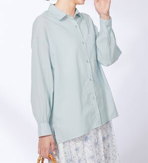 BELLUNA（ベルーナ）の「ベーシックデザインオーバーサイズシャツ（シャツ）」｜ライトセージ