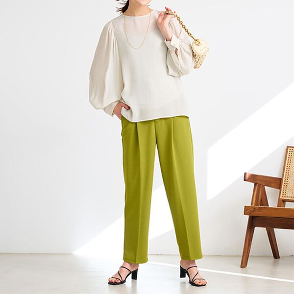 RANAN（ラナン）の「美脚カットジョーゼットタックパンツ（フルレングスパンツ）」｜詳細画像