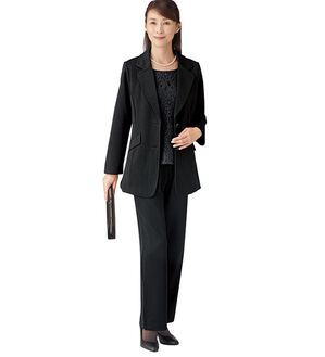 「【３点セット】洗えるストレッチフォーマル３点セット（ブラックフォーマル（喪服・礼服））」｜詳細画像