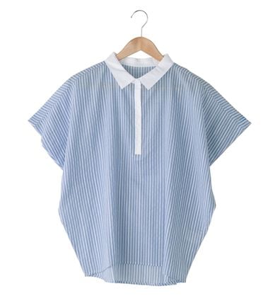 BELLUNA（ベルーナ）の「ストライプ柄衿配色ブラウス（ブラウス）」