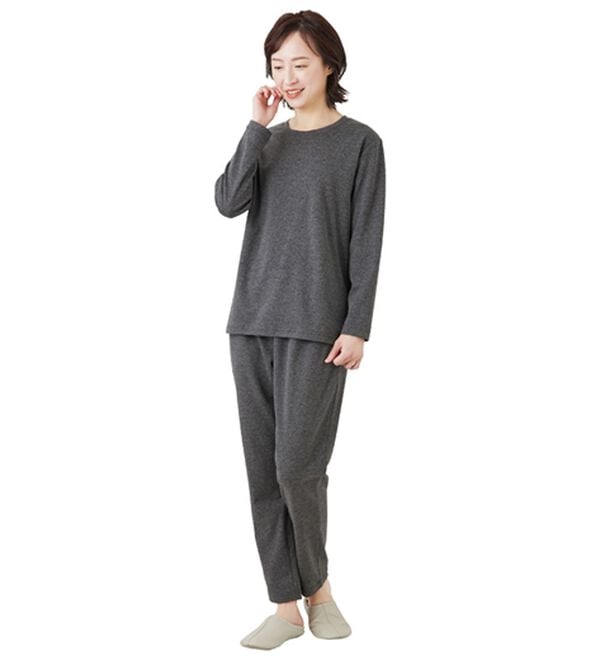 「リカバリーケア上下セットレディース（パジャマ・ルームウェア）」｜長袖(杢グレー)
