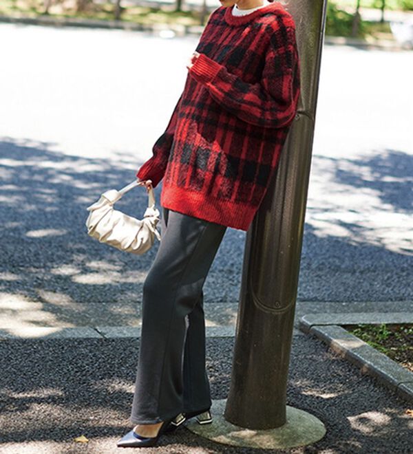 RANAN（ラナン）の「チェック柄ふんわり起毛ニット（チュニック）」｜詳細画像