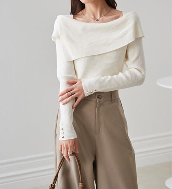 RANAN（ラナン）の「アシメオフショルリブニット（ニット・セーター）」｜詳細画像