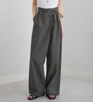 CHAN ME（チャンミ）の「ラップタックオーバーワイドスラックス（ワイドパンツ・ガウチョ）」｜詳細画像