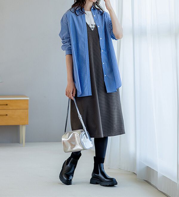 BELLUNA（ベルーナ）の「【選べる丈】シュッと体型カバー！ジャストフィットらくらくジャンパースカート（ジャンパースカート）」｜詳細画像