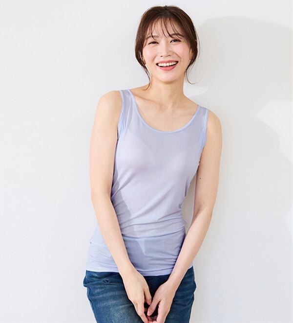 LAVIENNE（ラヴィエンヌ）の「【暑がりさん必見！】瞬間ひんやり冷感！タンクトップインナー＜さらりラボ＞（肌着・インナーウェア）」｜ブルー