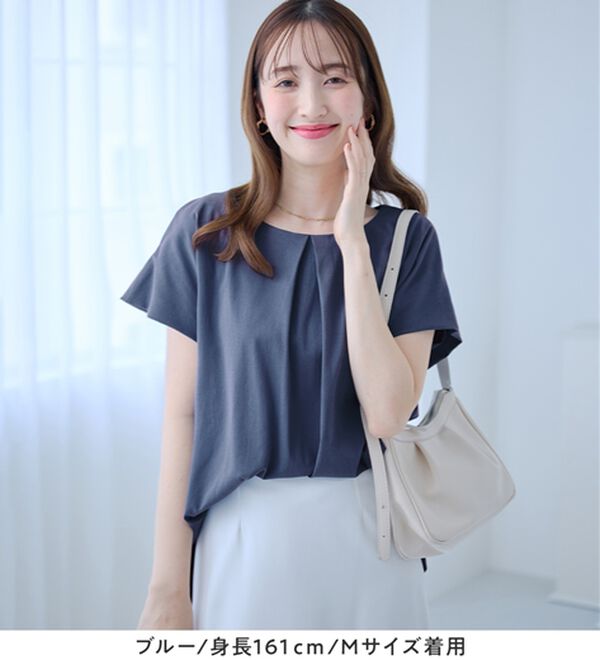 alotta（アロッタ）の「ひんやりタックデザインＴシャツ（カットソー）」｜詳細画像