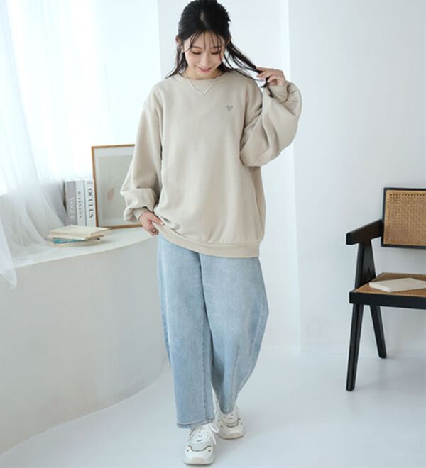 A HAPPY MARILYN（アハッピーマリリン）の「【Ｌ～８Ｌ】【ハピぽか裏起毛】２デザインから選べる刺繍トレーナー 毛玉になりにくい（トレーナー・スウェット）」｜詳細画像