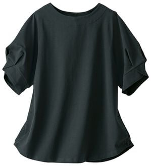 BELLUNA（ベルーナ）の「《ＨｕｇＲｅａｍコットンＣｏｏｌ》ひんやり袖タックプルオーバー（カットソー）」｜ブラック